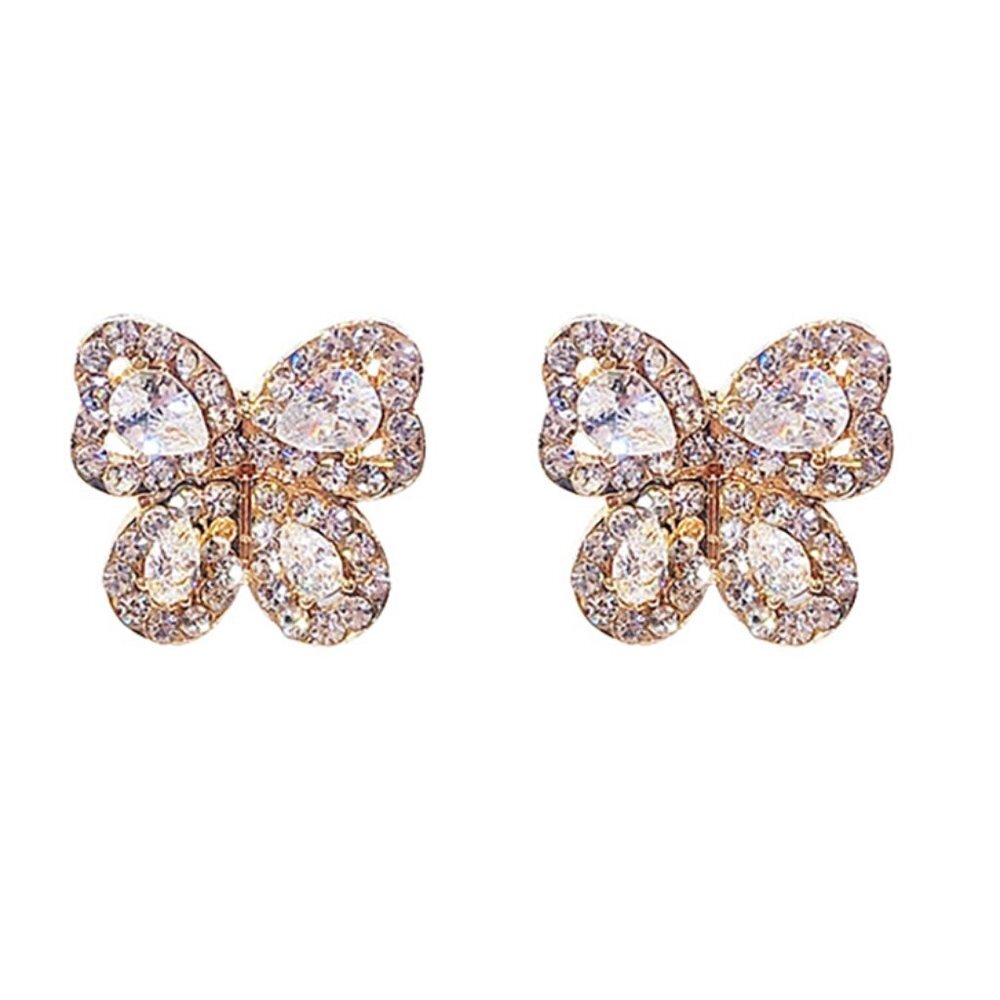 🎁 Shiny Crystal Rhinestone Cute Butterfly Stud Earrings for Women, HA4651